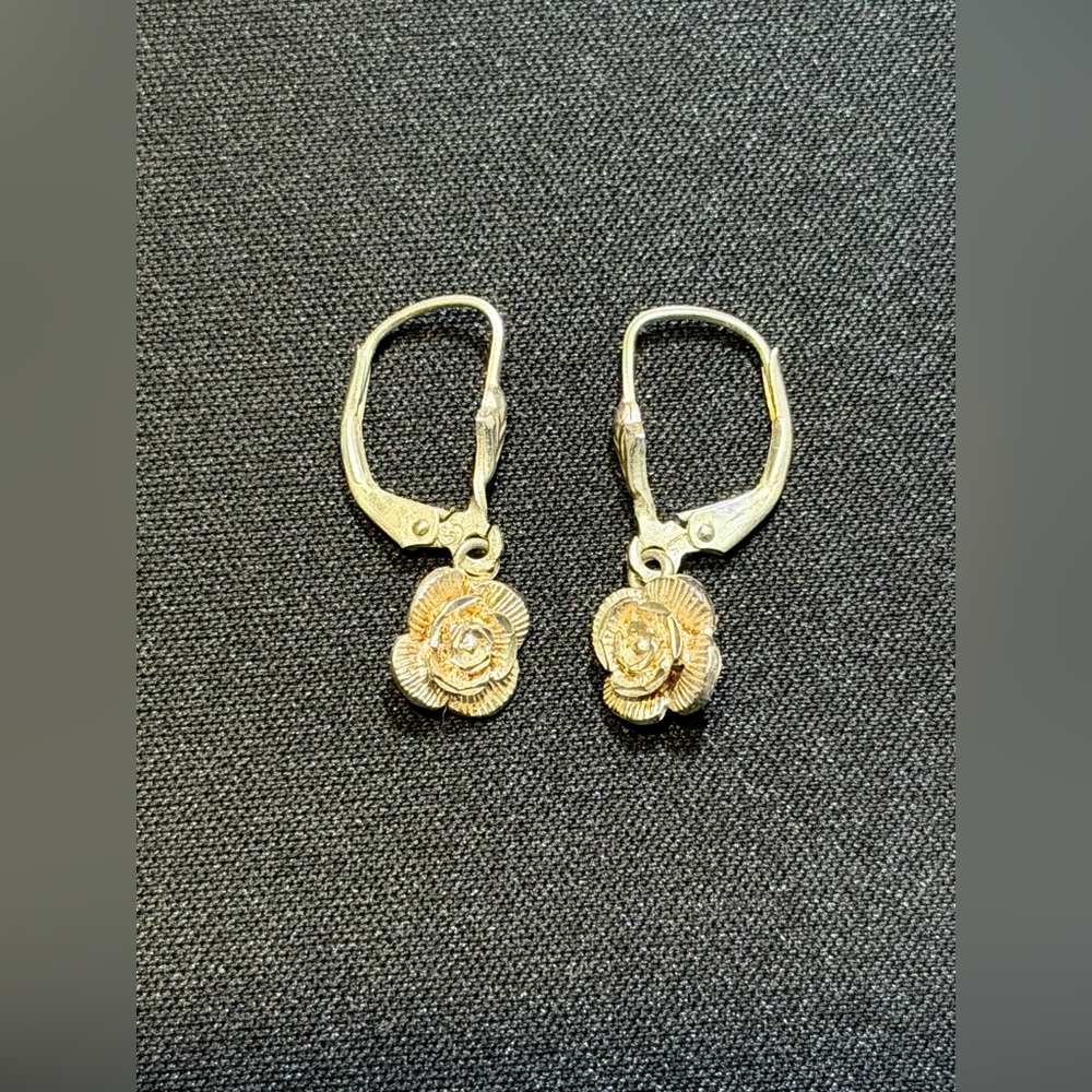 Sterling Silver 925 Vintage Rose Dangle Earrings